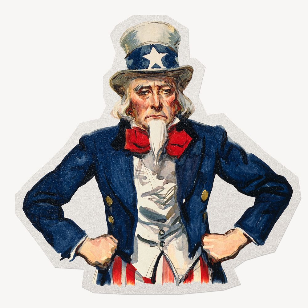 Uncle Sam, paper collage element, remixed by rawpixel.