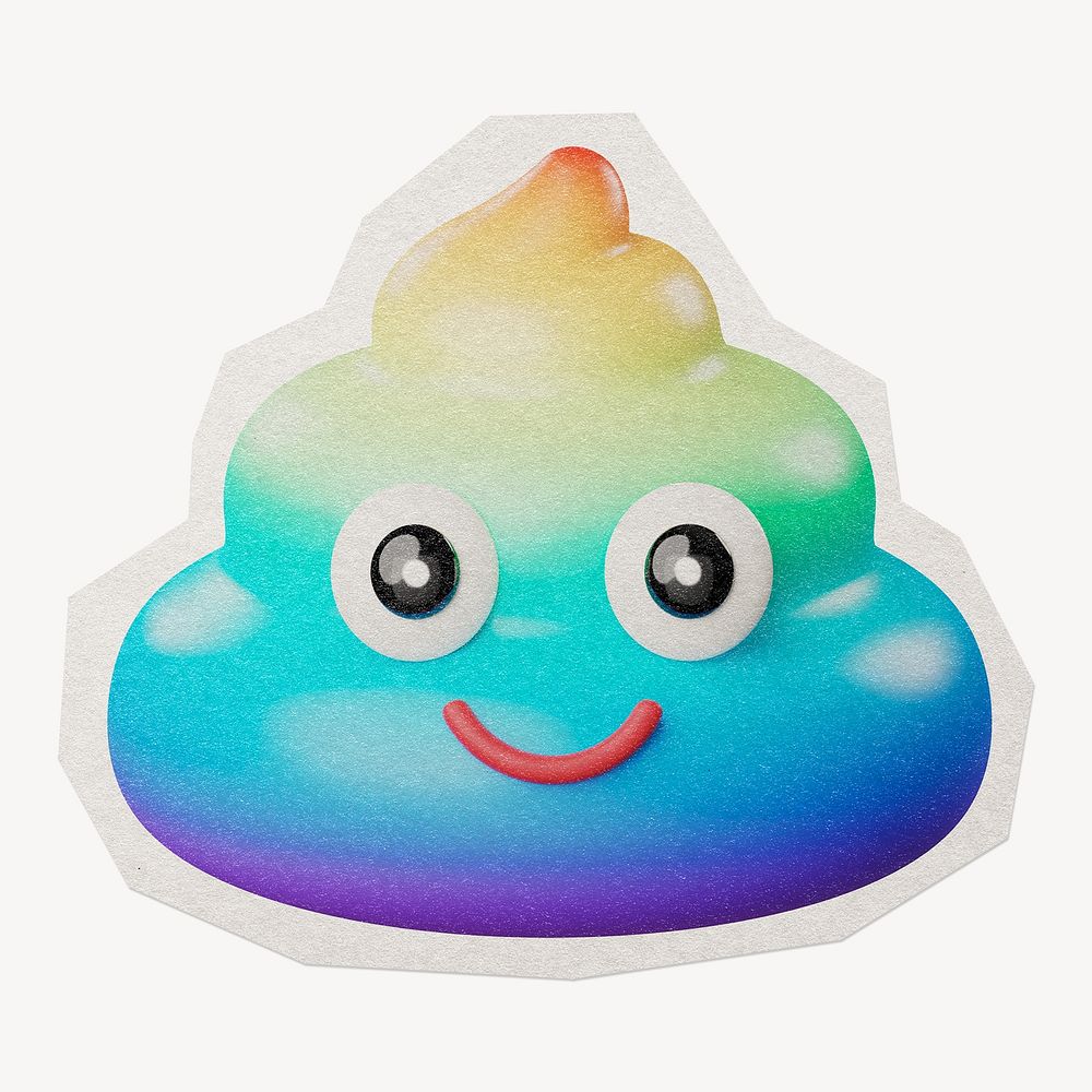 Rainbow poop paper cut isolated design