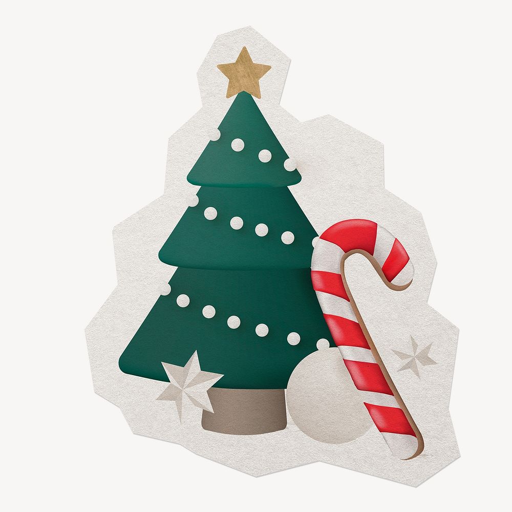 3d Christmas tree paper cut isolated design