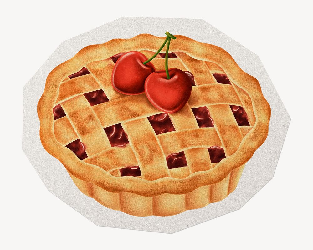 Cherry pie  paper cut isolated design