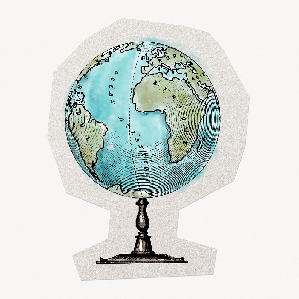 Globe sphere paper cut isolated design