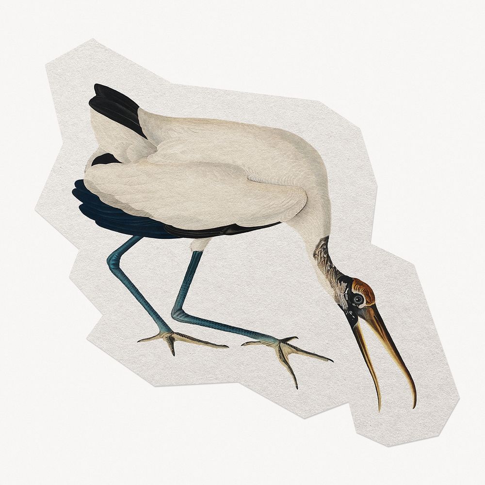 Crane bird paper cut isolated design