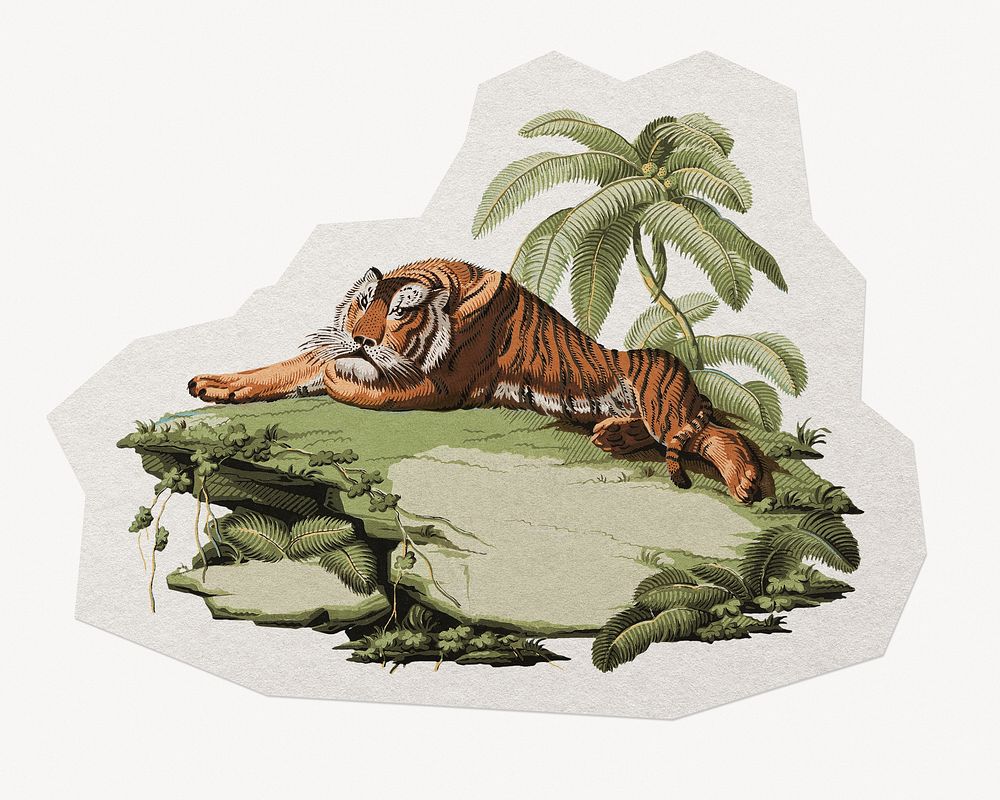 Tiger jungle paper cut isolated design