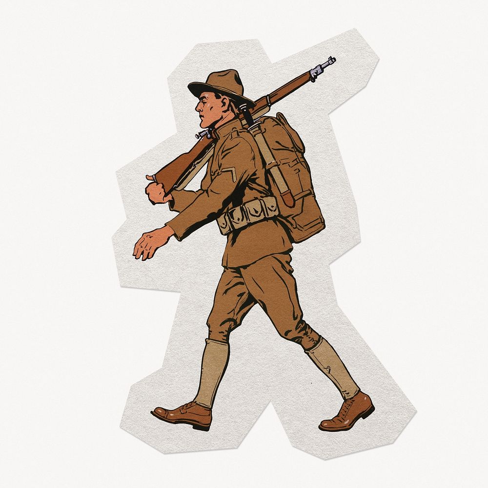 Marching scout paper cut isolated design
