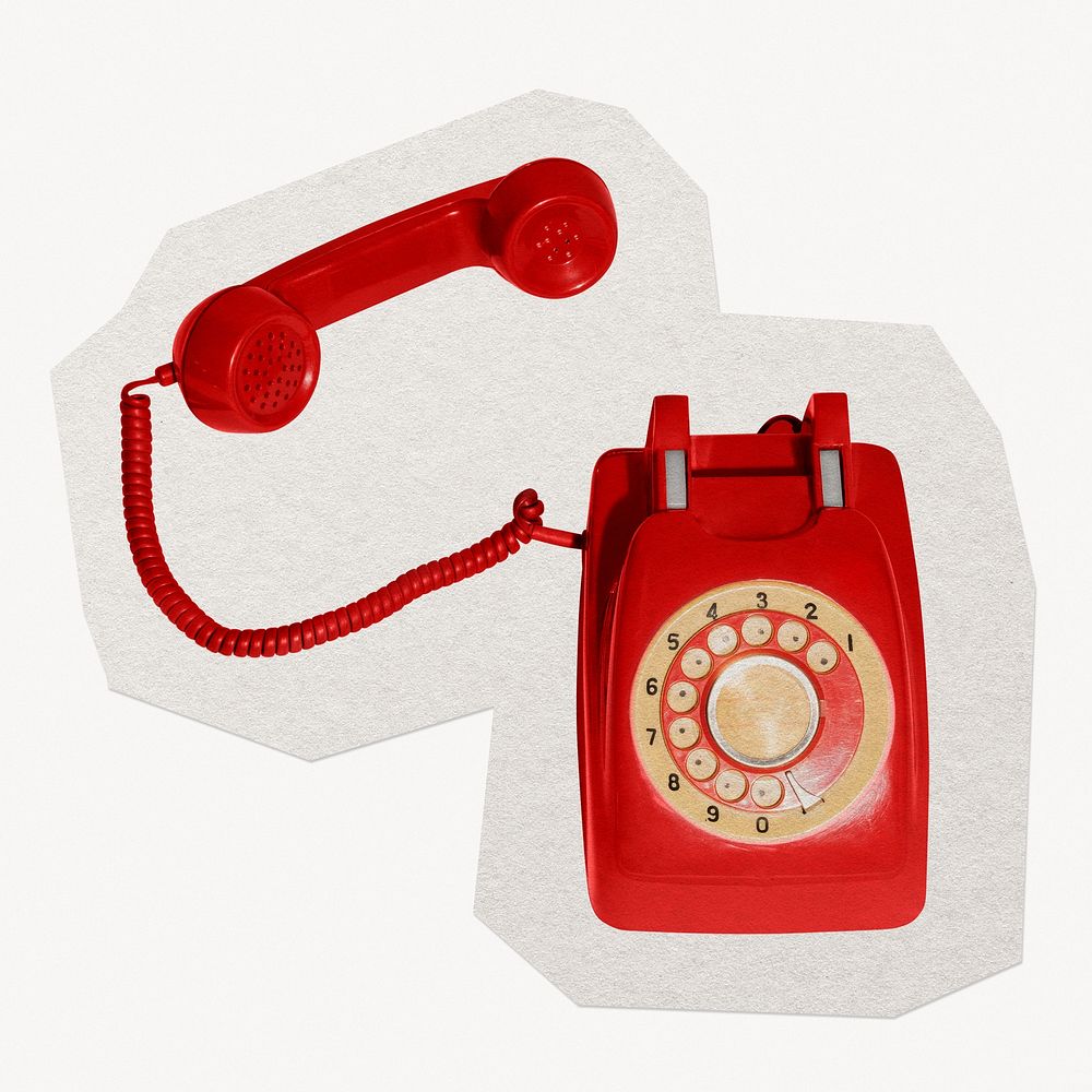 Vintage telephone paper cut isolated design