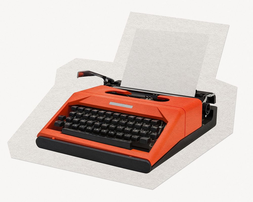 Retro typewriter paper cut isolated design