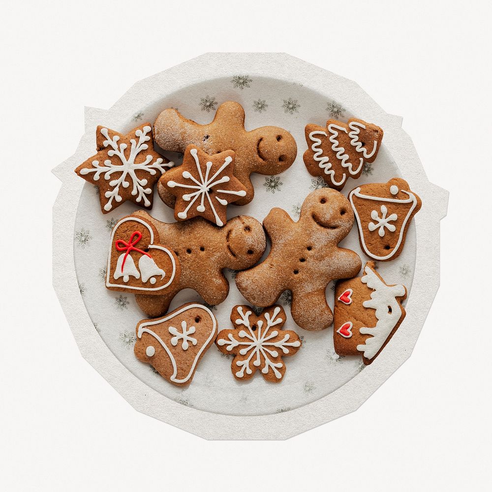 Christmas cookies  paper cut isolated design