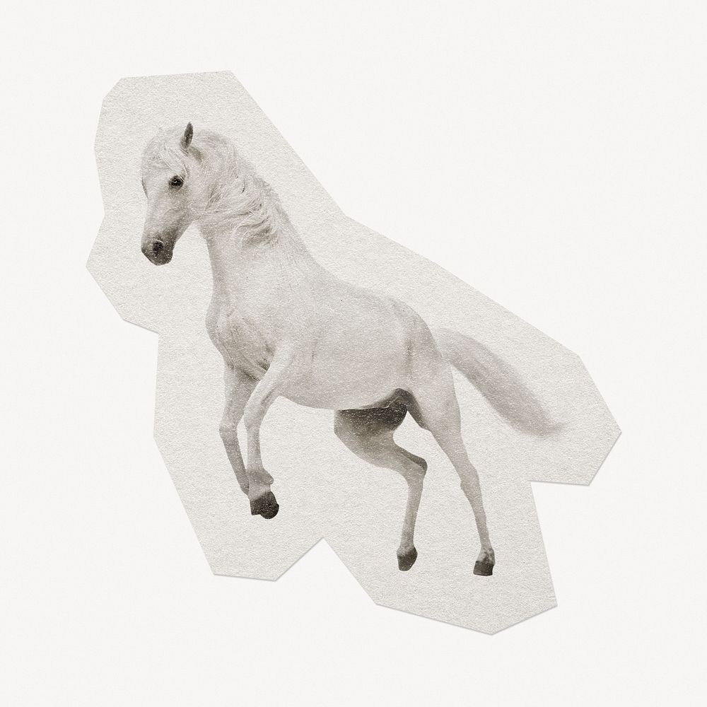 White horse paper cut isolated design