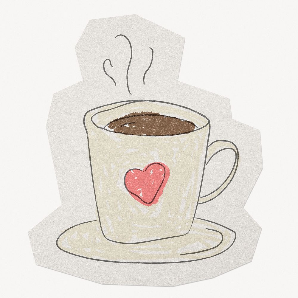 Coffee cup paper cut isolated design