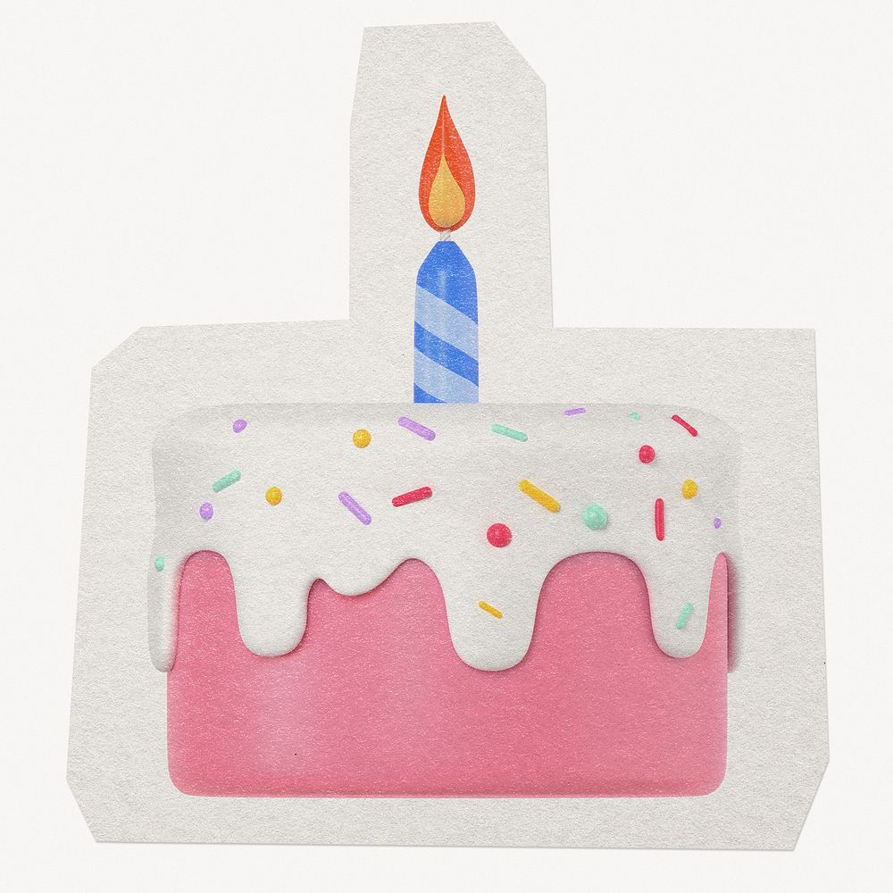 Birthday cake paper cut isolated design