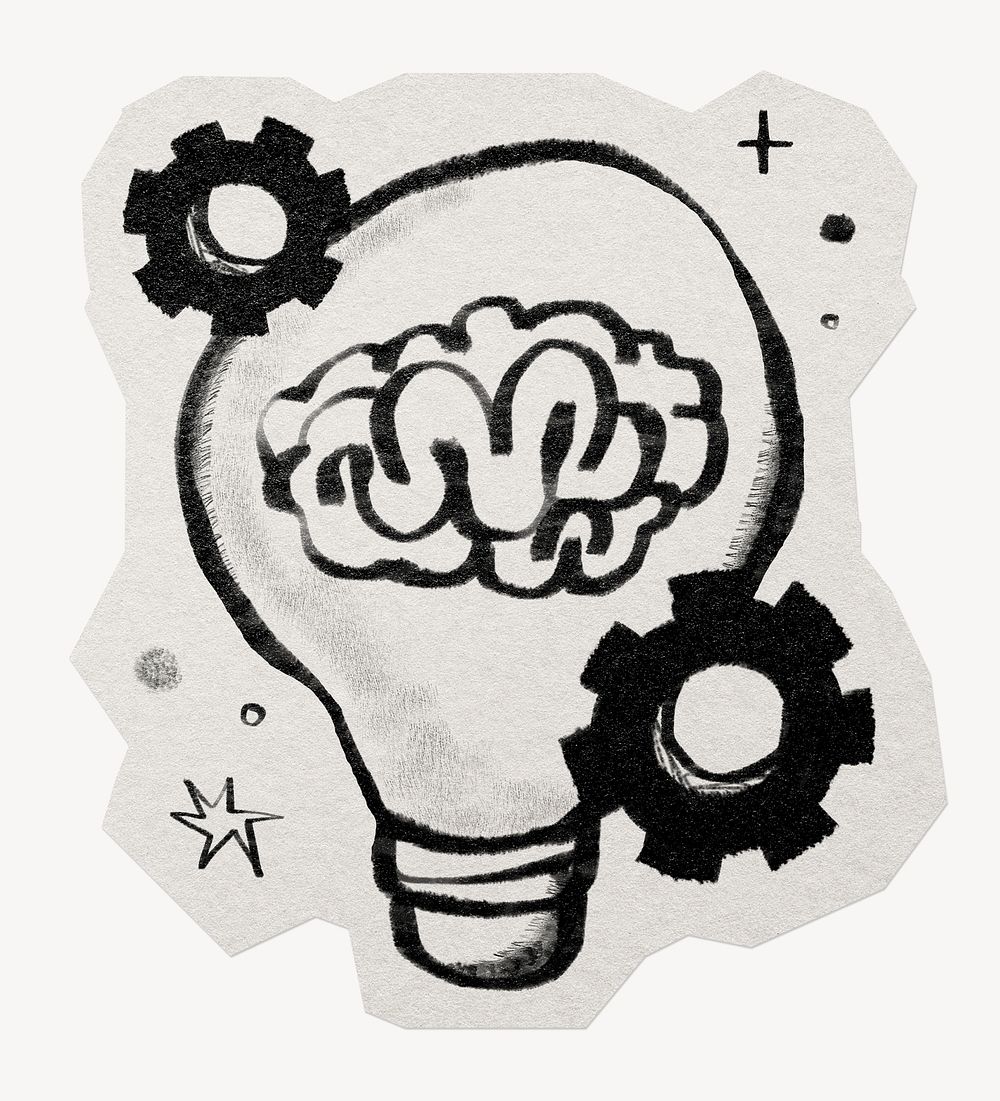 Thinking brain paper cut isolated design
