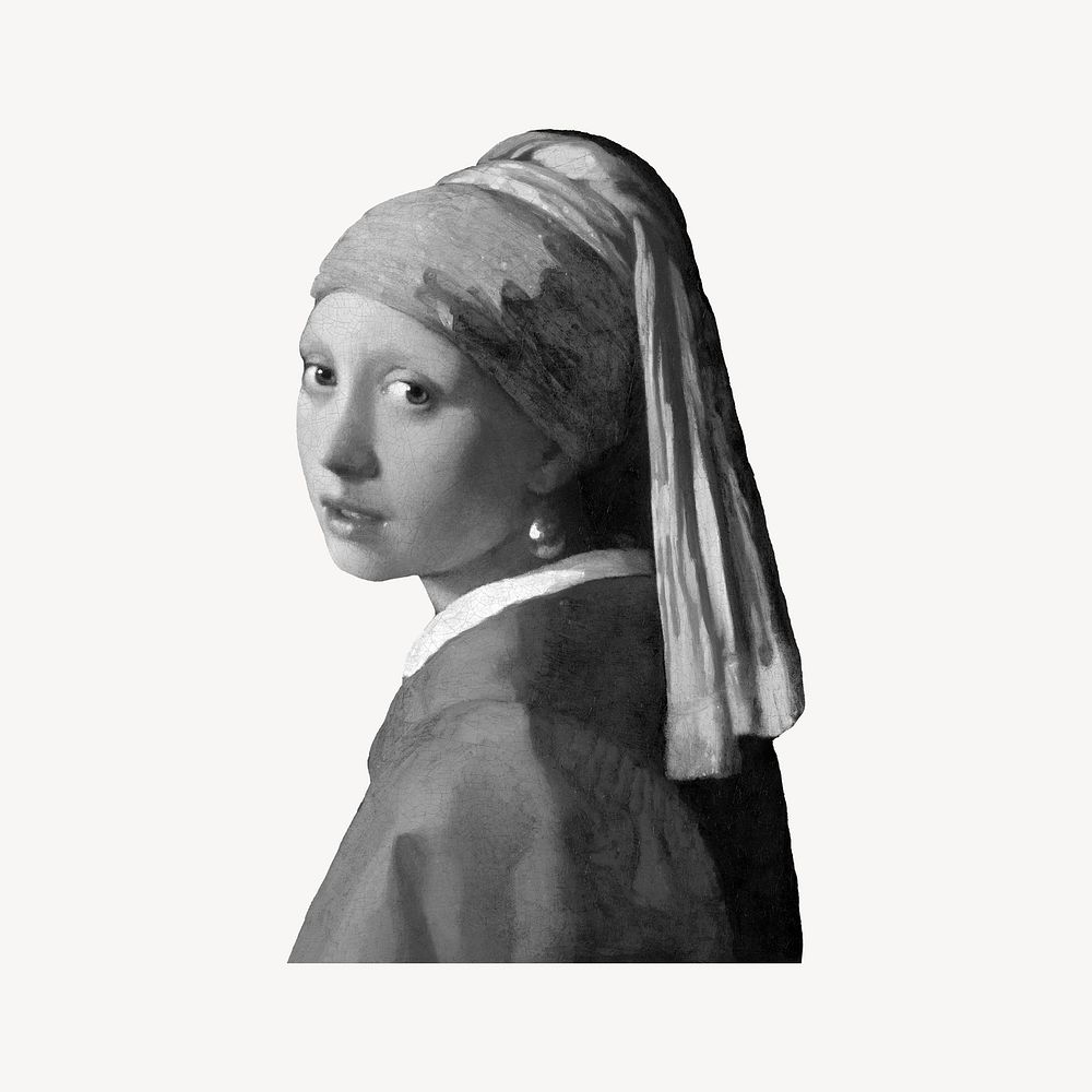 Girl with pearl earring cut out element psd. Famous artwork by Johannes Vermeer remixed by rawpixel.