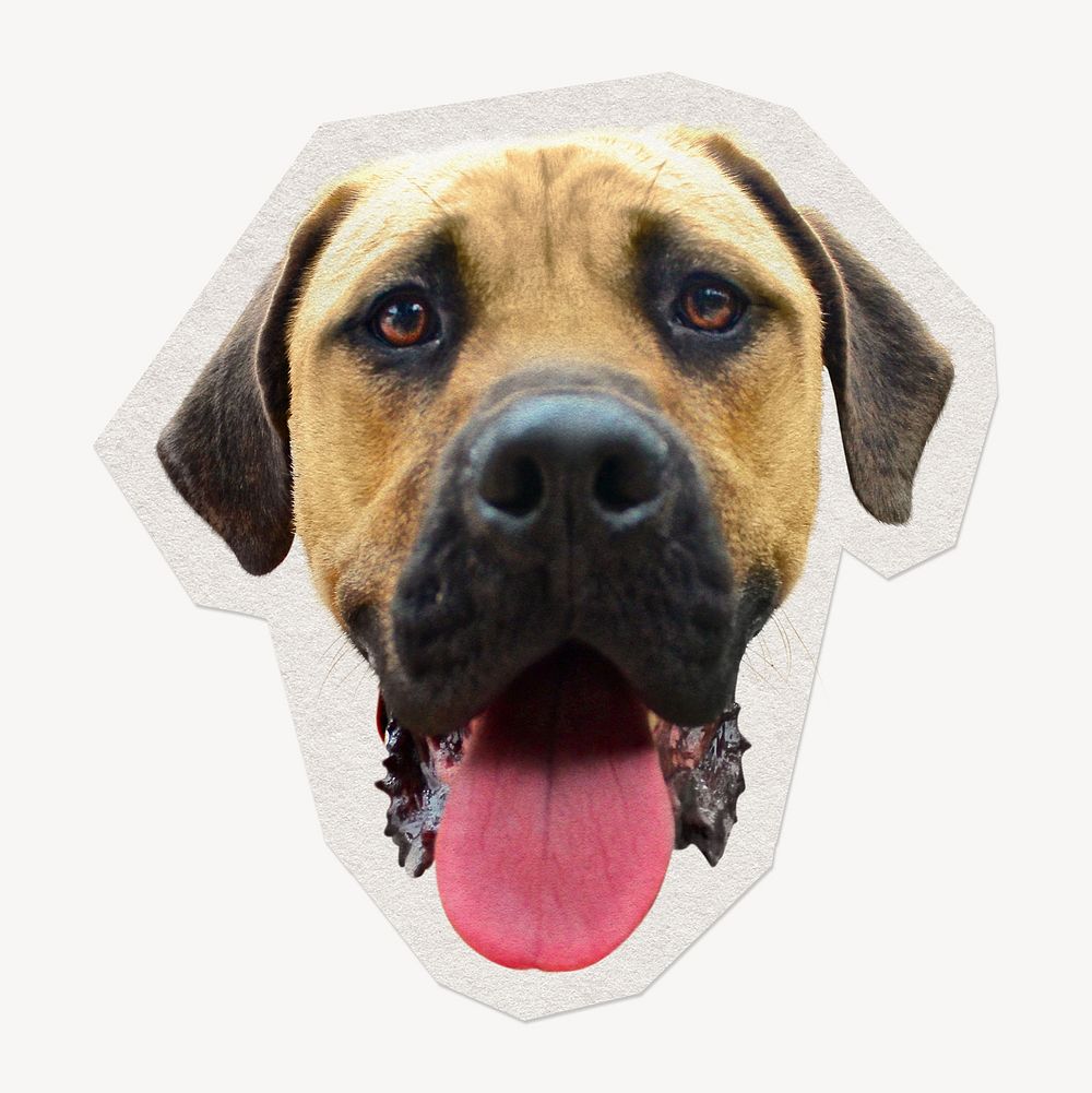 Brown dog head  paper element with white border