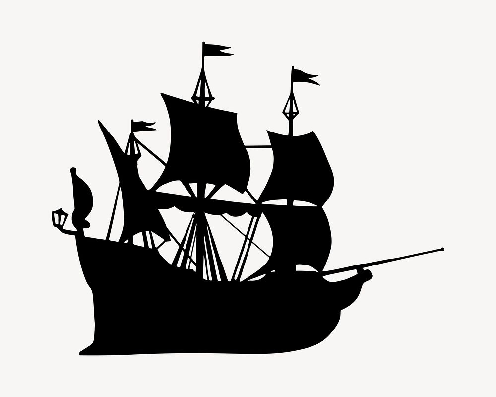 Pirate ship silhouette clip  art. Free public domain CC0 image. 