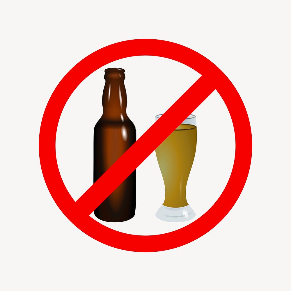 Alcoholic drink not allowed sign clipart illustration psd. Free public domain CC0 image.