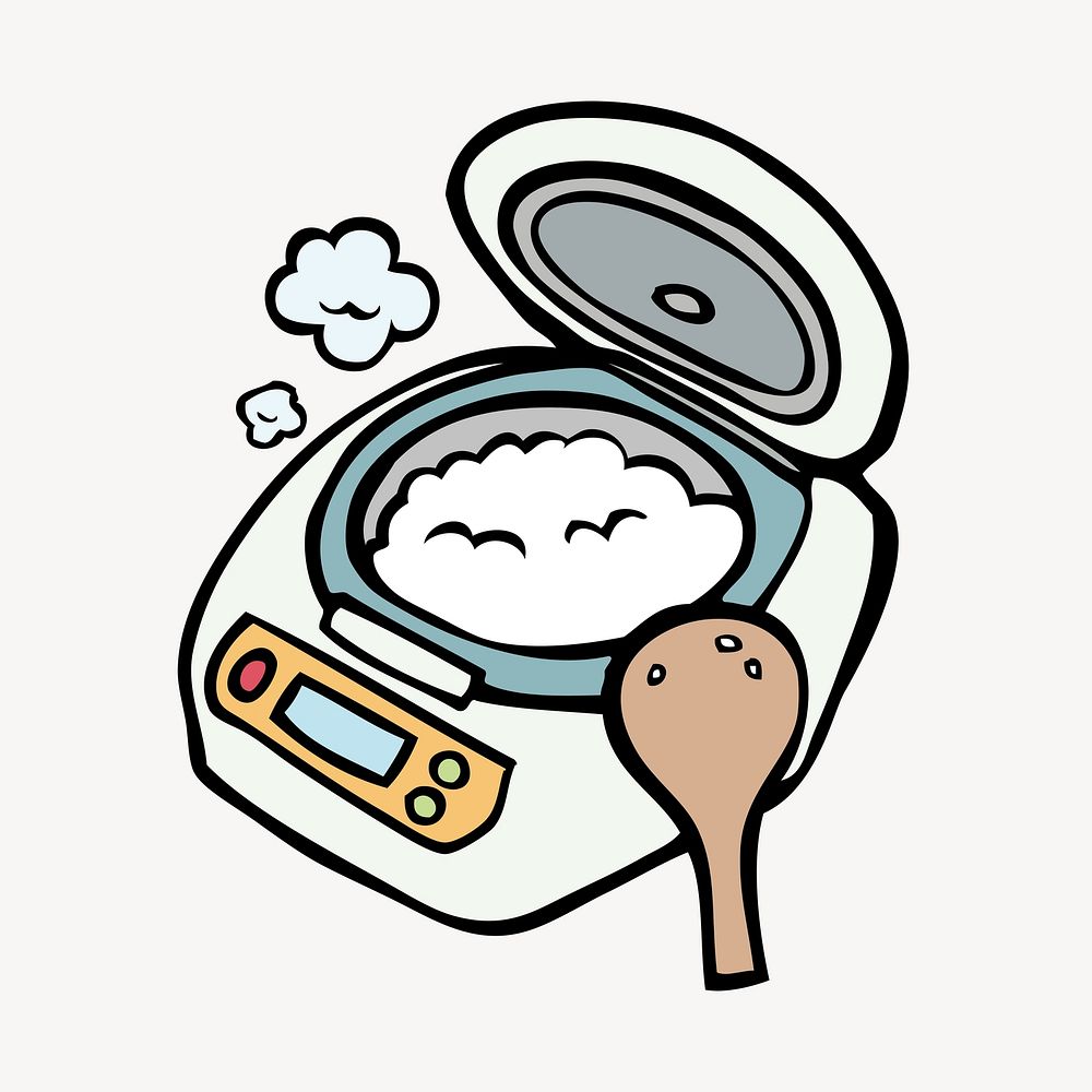 Rice cooker illustration. Free public domain CC0 image.
