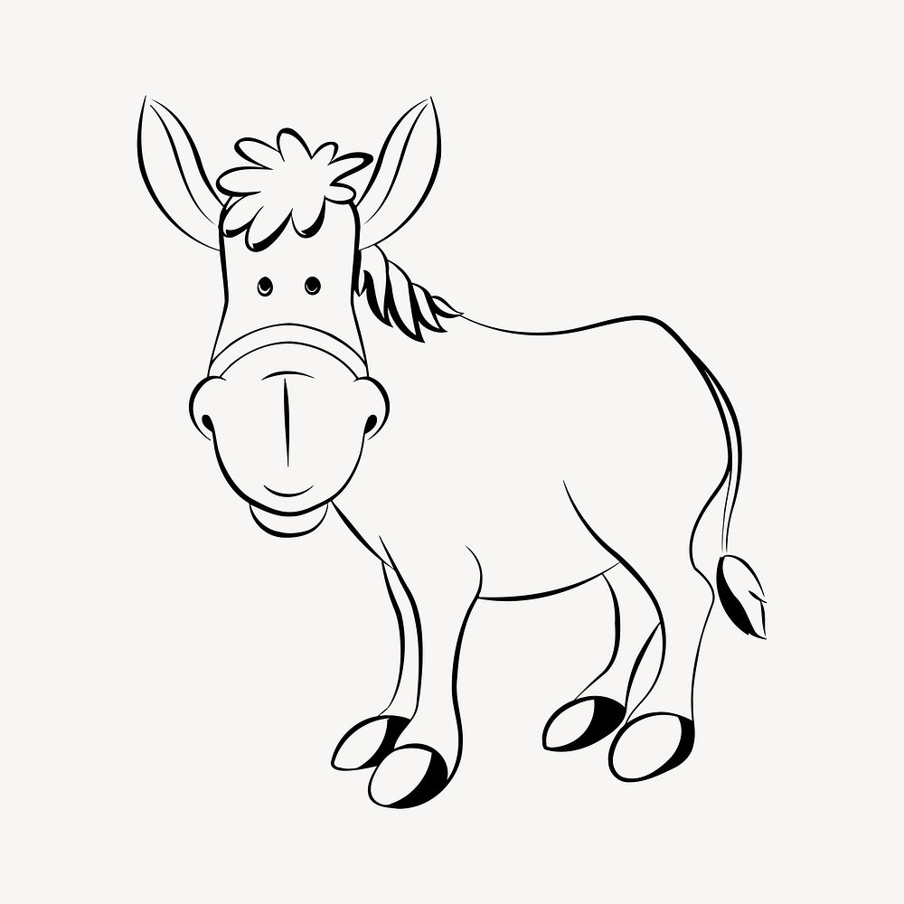 Donkey clipart illustration vector. Free public domain CC0 image.