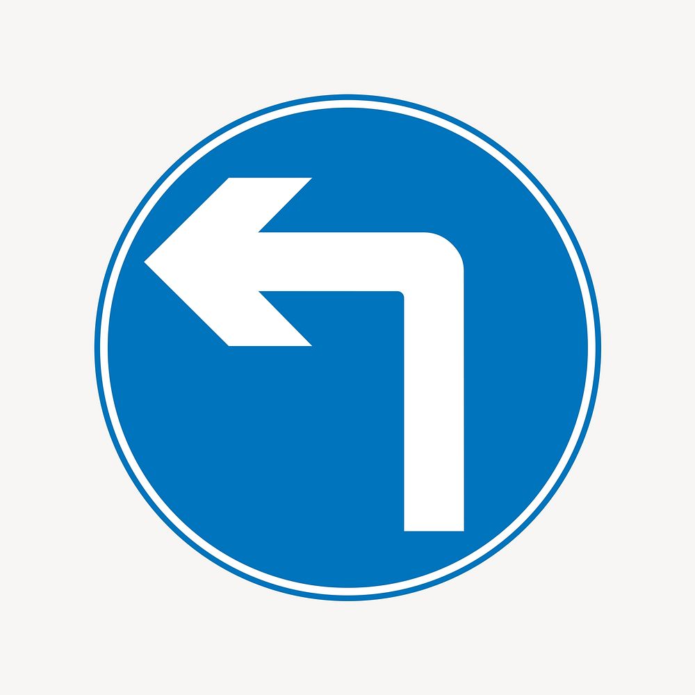 Turn left sign illustration. Free public domain CC0 image.