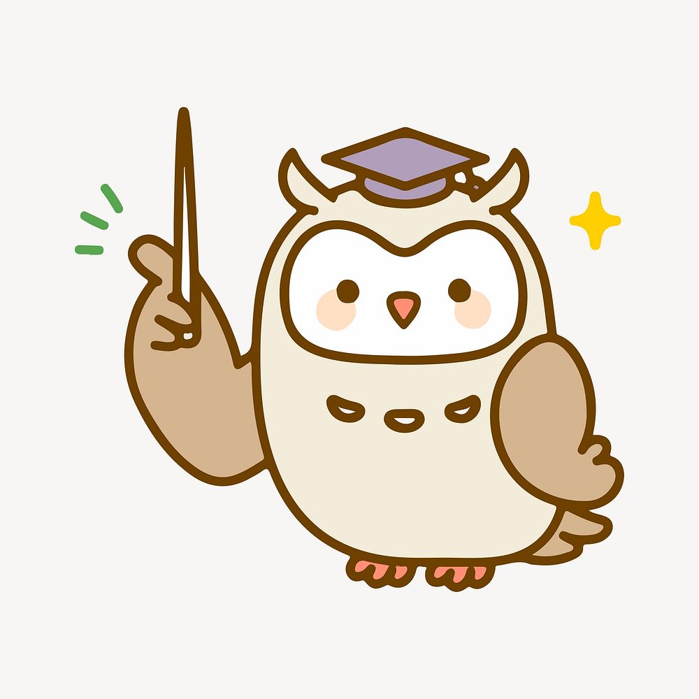 Owl teacher illustration. Free public domain CC0 image.
