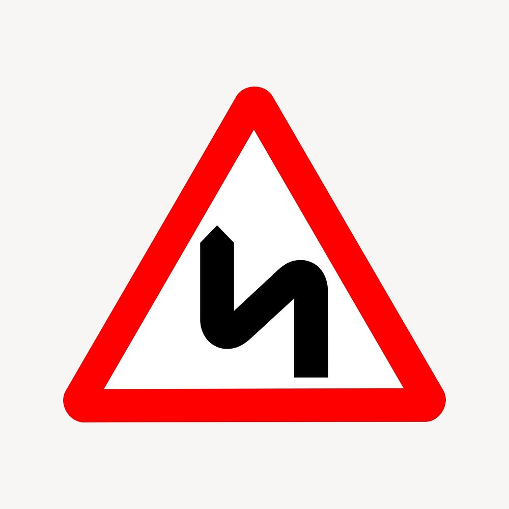 Double bend ahead sign clipart illustration vector. Free public domain CC0 image.