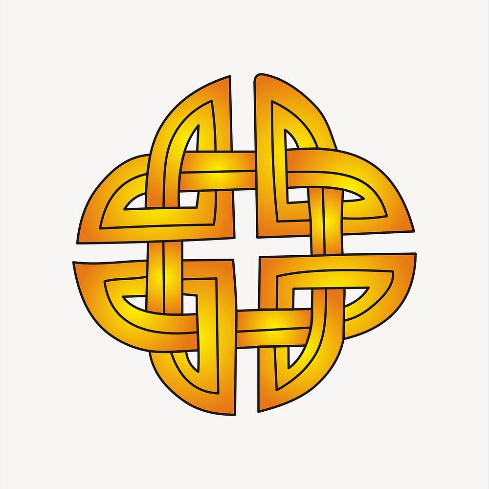 Gold Celtic knot illustration. Free public domain CC0 image.