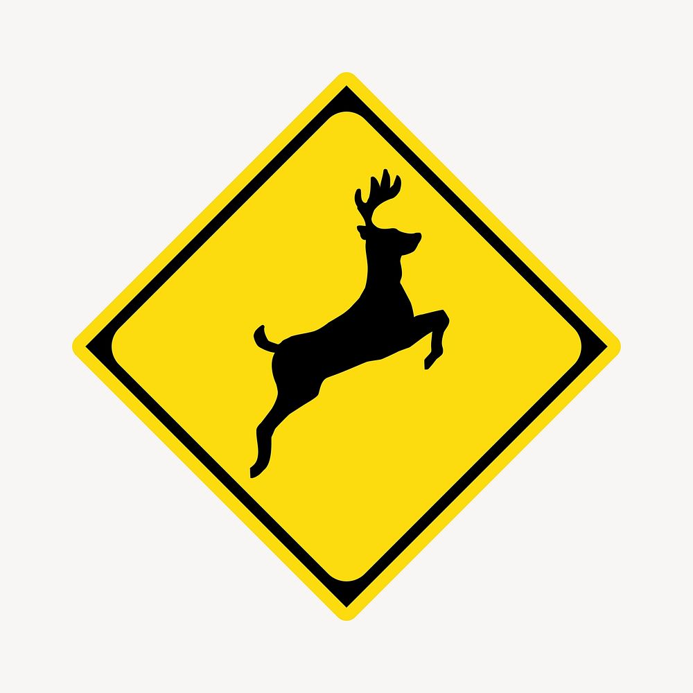 Beware deer collage element vector. Free public domain CC0 image.