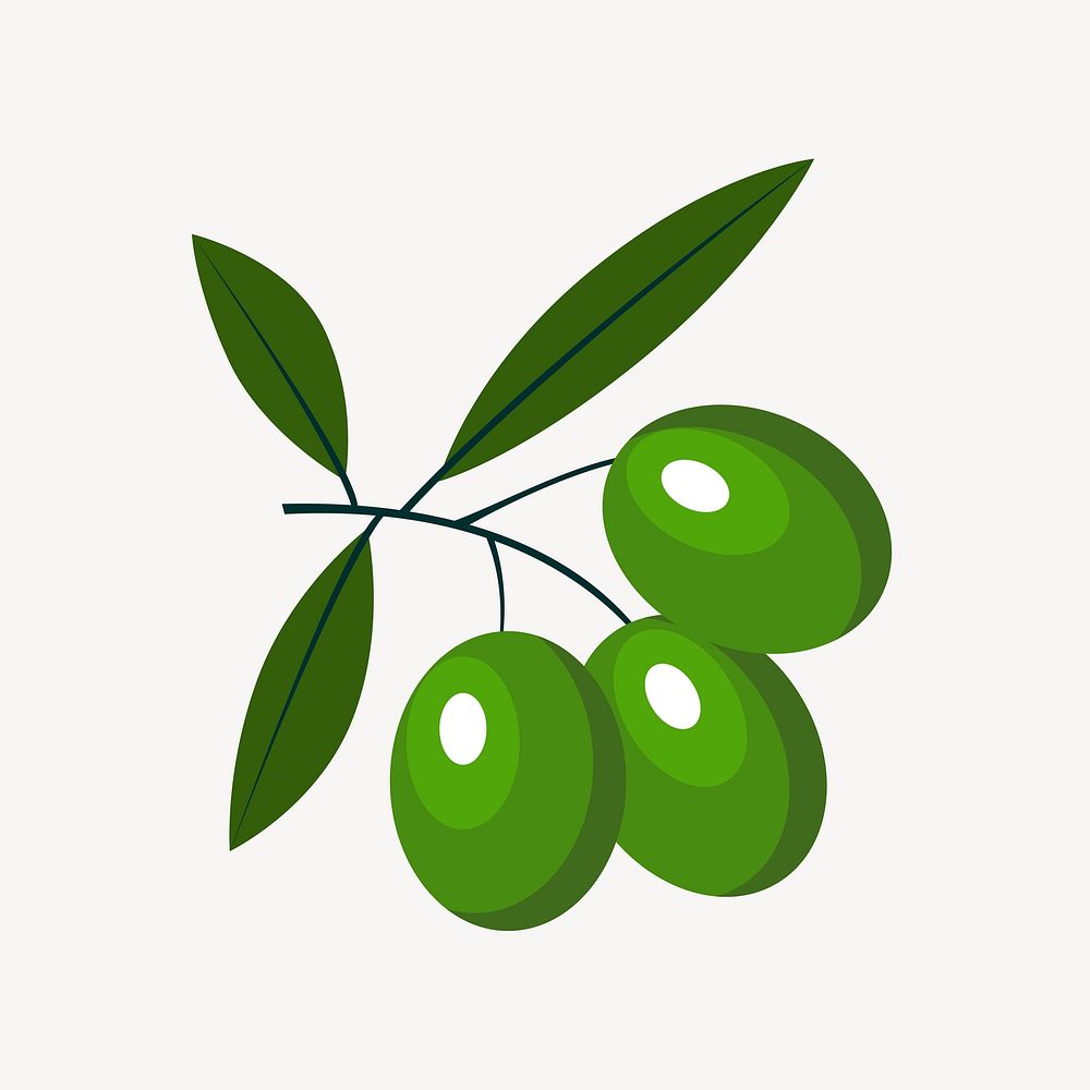 Green olive illustration. Free public domain CC0 image.