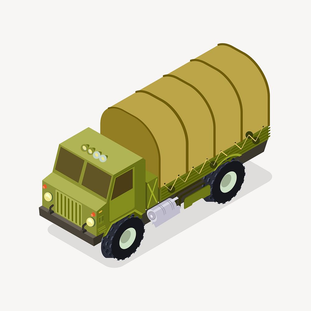 Military truck collage element vector. Free public domain CC0 image.