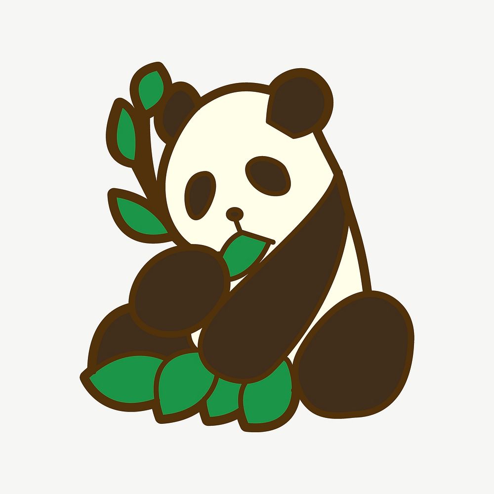 Panda eating leaves illustration psd. Free public domain CC0 image.