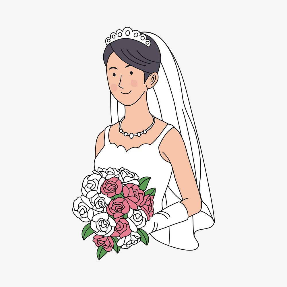 Bride illustration psd. Free public domain CC0 image.