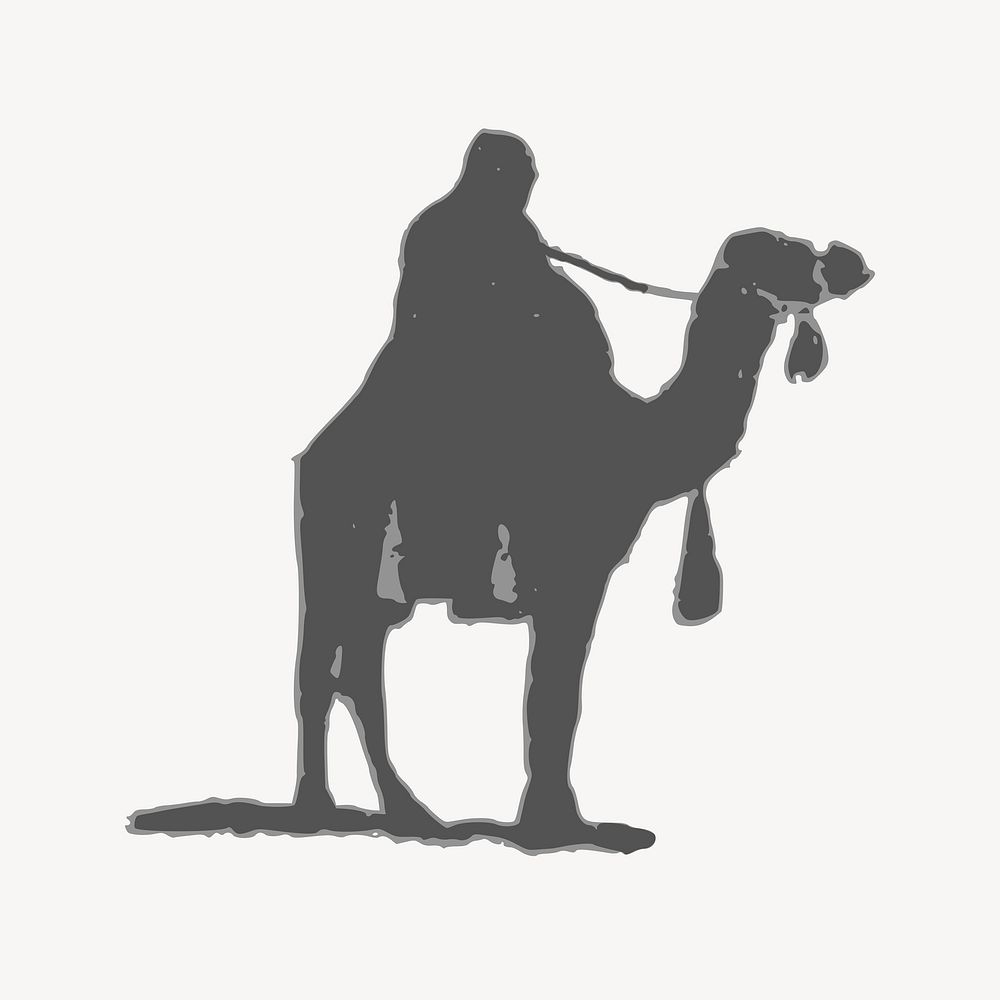 Camel rider illustration. Free public domain CC0 image.