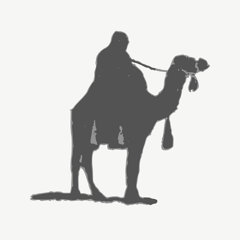 Camel rider illustration psd. Free public domain CC0 image.