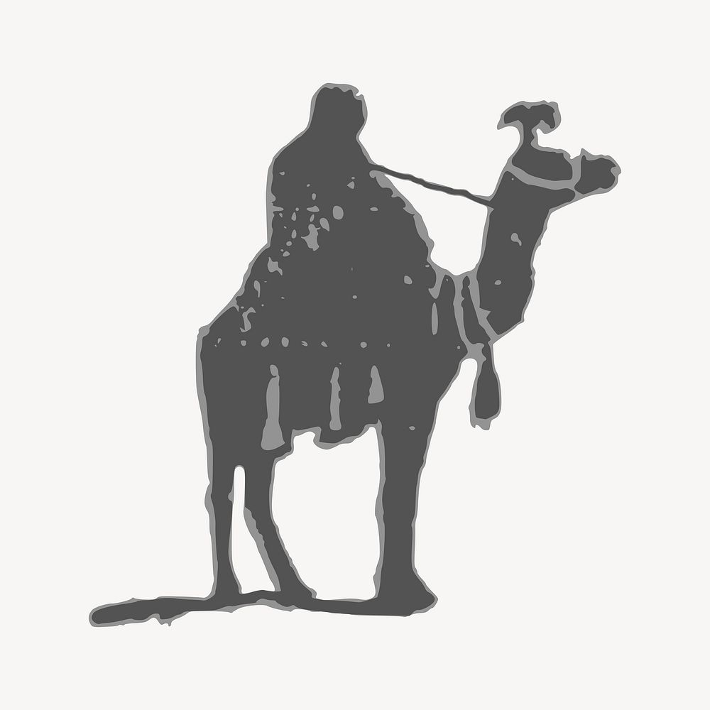Camel rider illustration. Free public domain CC0 image.