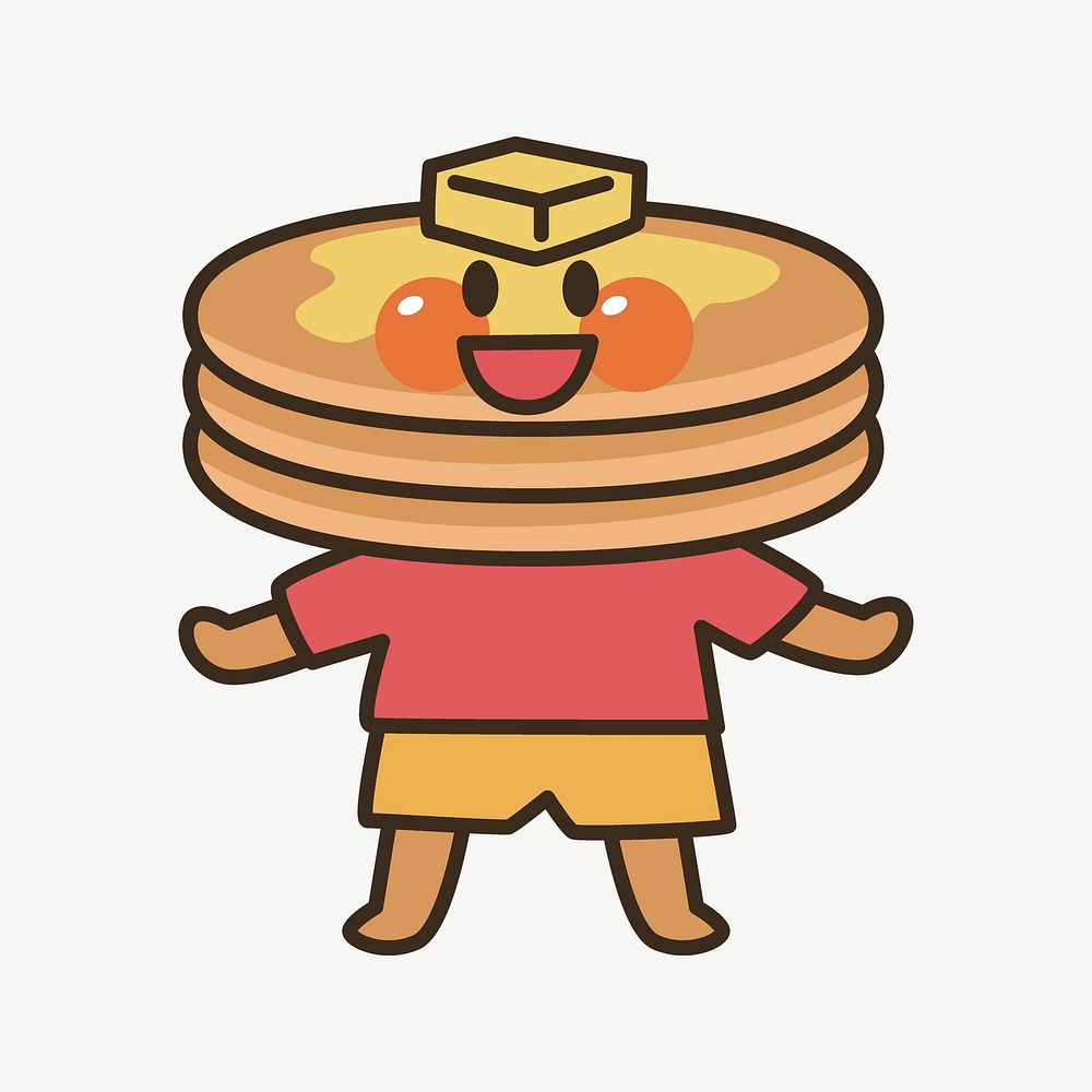 Cute pancake cartoon illustration psd. Free public domain CC0 image.