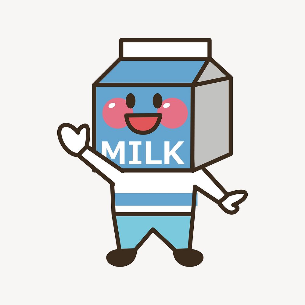 Milk character illustration. Free public domain CC0 image.