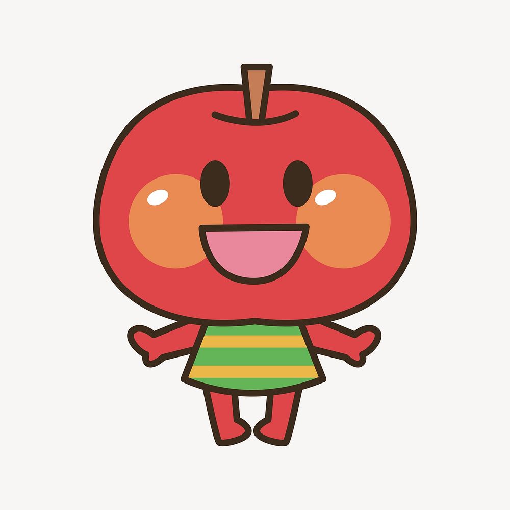 Apple cartoon collage element vector. Free public domain CC0 image.