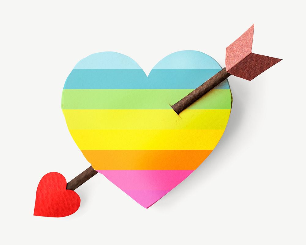 LGBT heart collage element psd