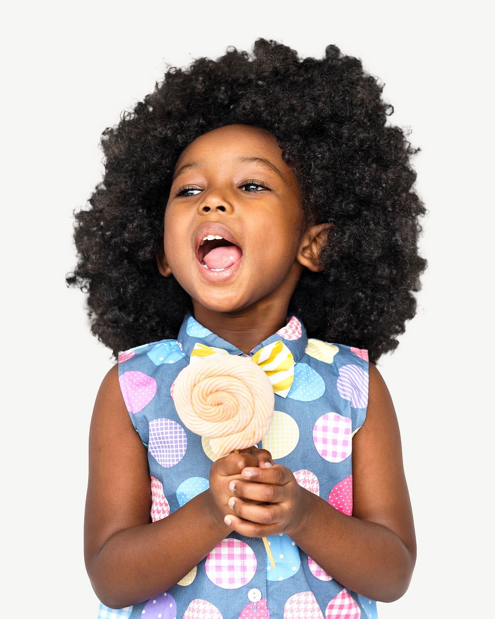 Black girl with candy collage element psd