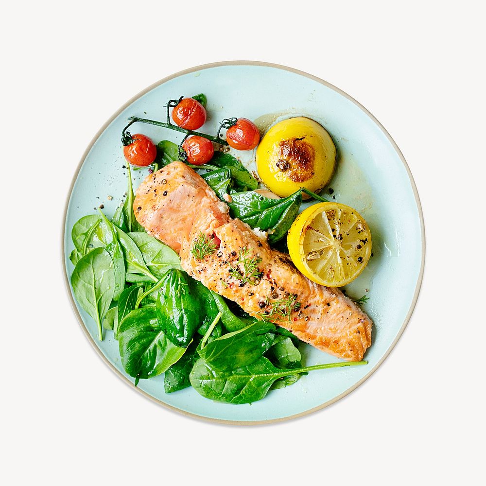 Grilled salmon isolated image