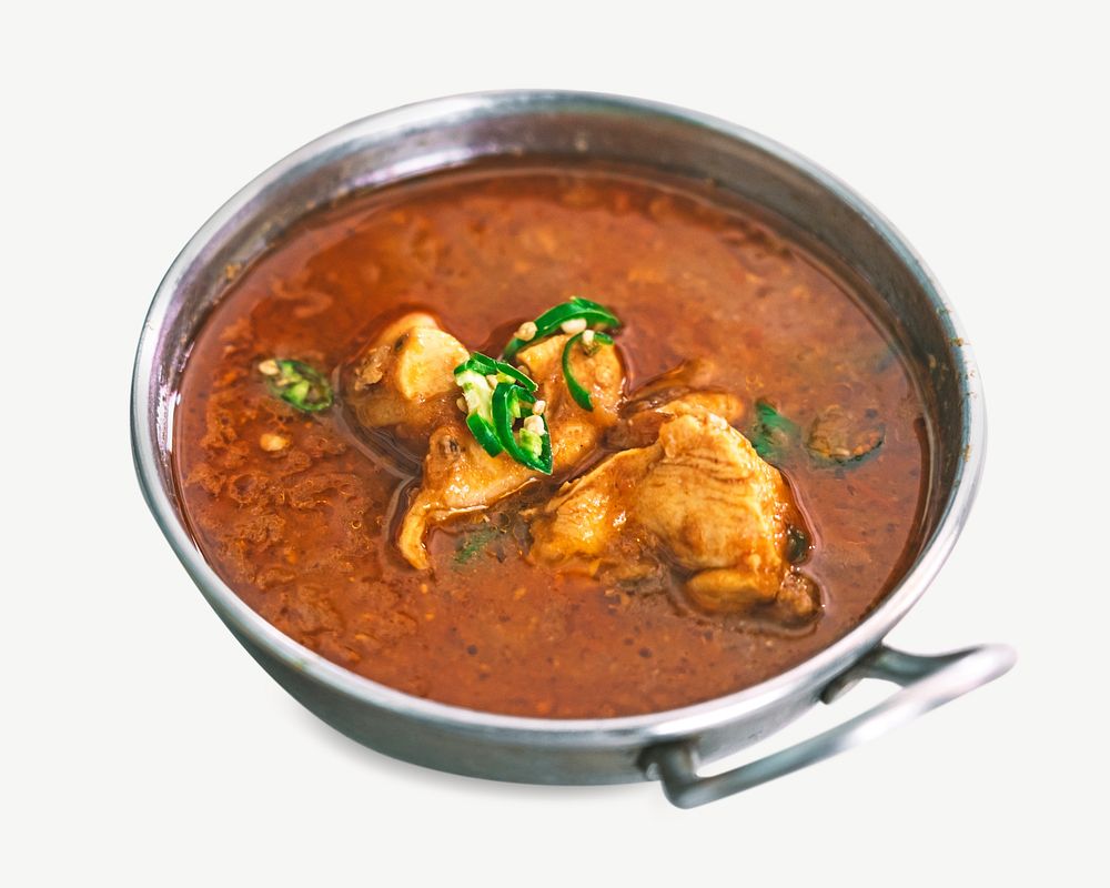Chicken masala spicy curry collage element psd