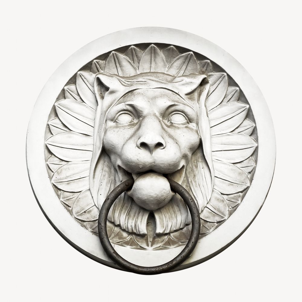 Lion door knocker, isolated image