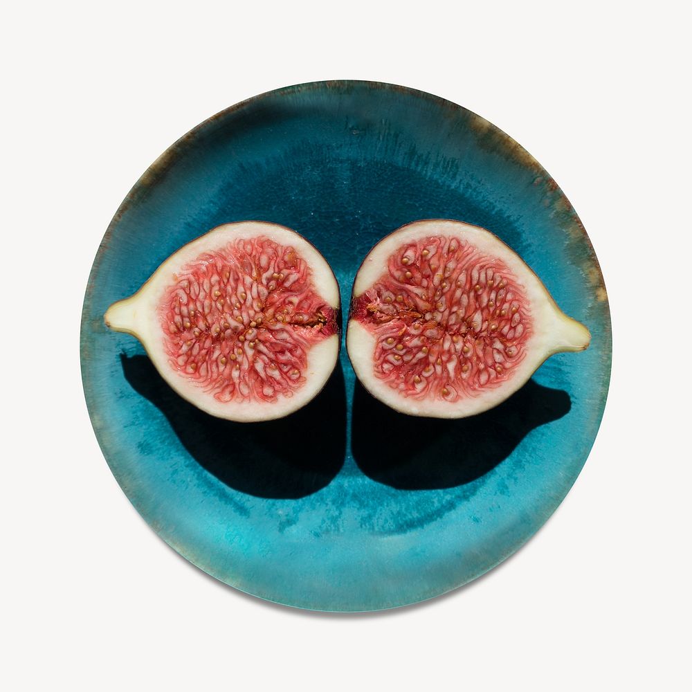 Cut fig collage element, fruit isolated image