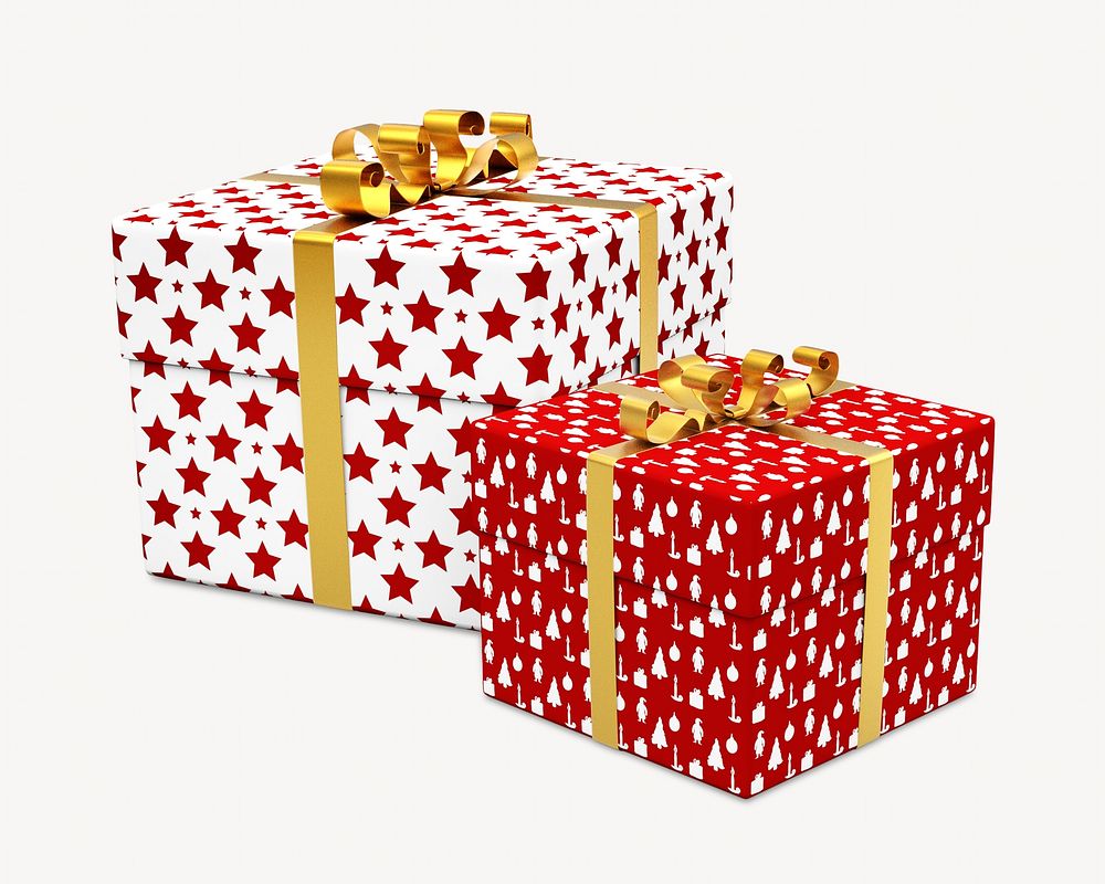 Christmas gift boxes, isolated image