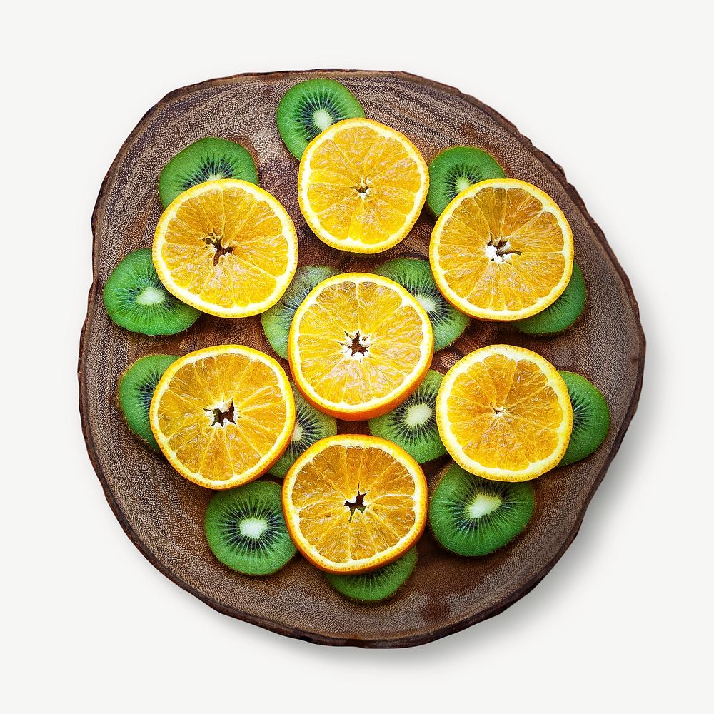 Oranges and kiwi collage element psd