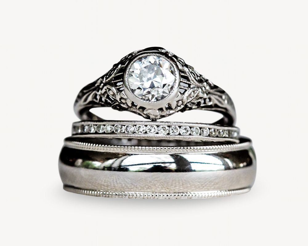 Silver wedding ring, isolated image