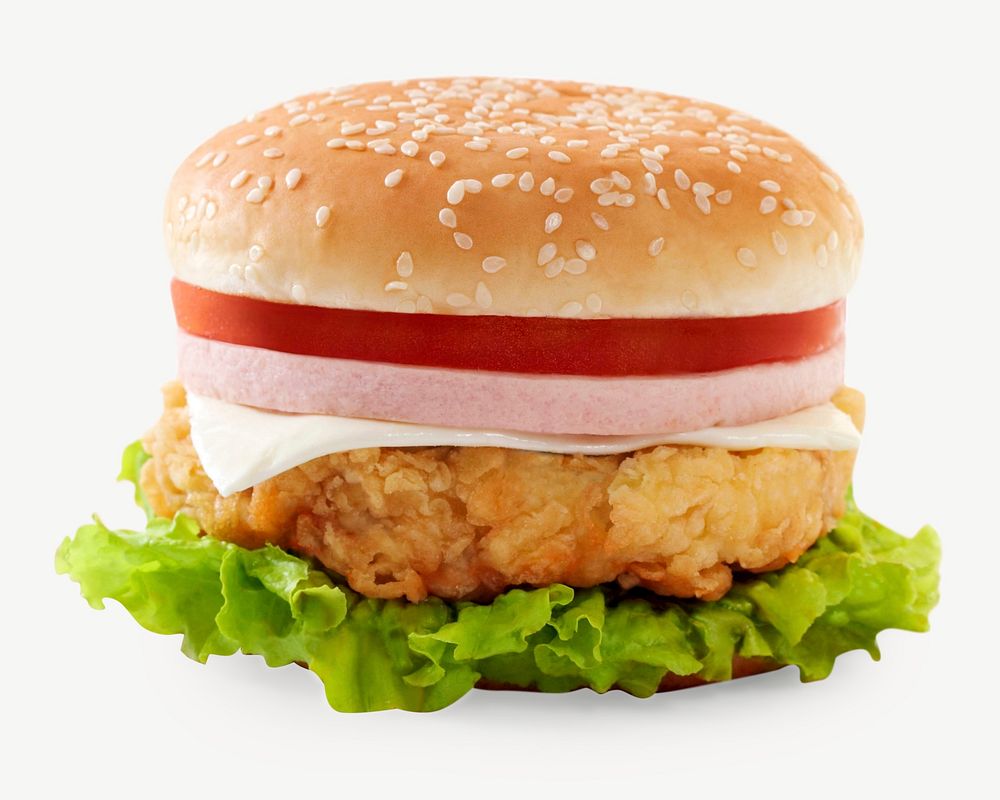 Fried chicken burger collage element psd