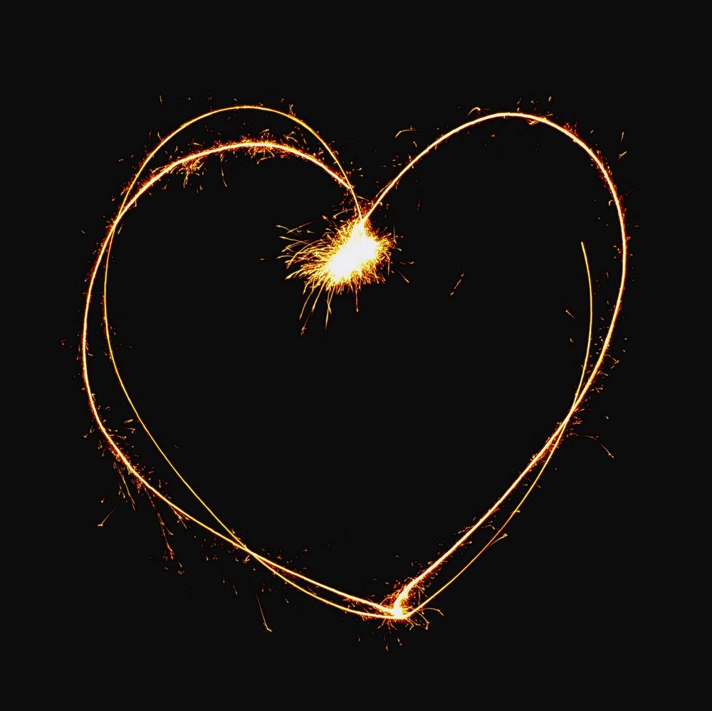 Heart sparkler shape collage element psd