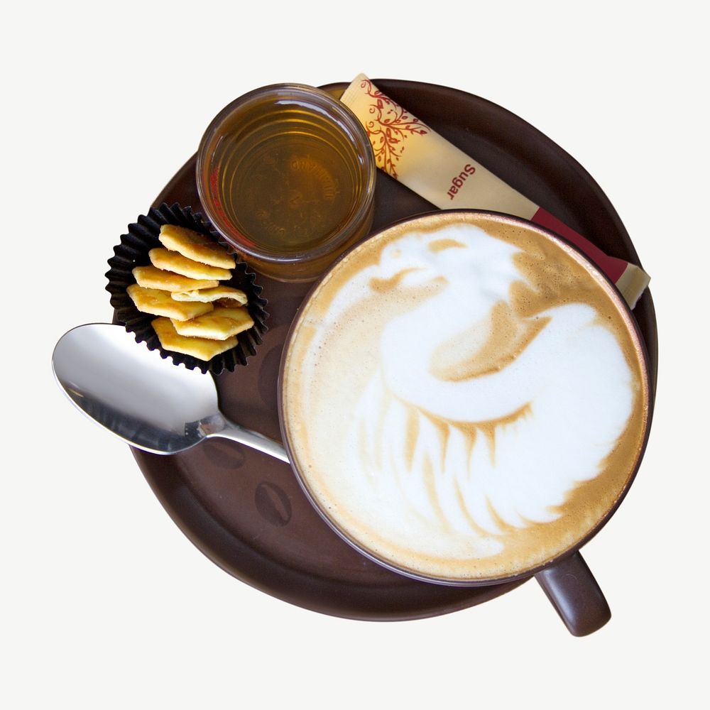 Latte art coffee collage element psd