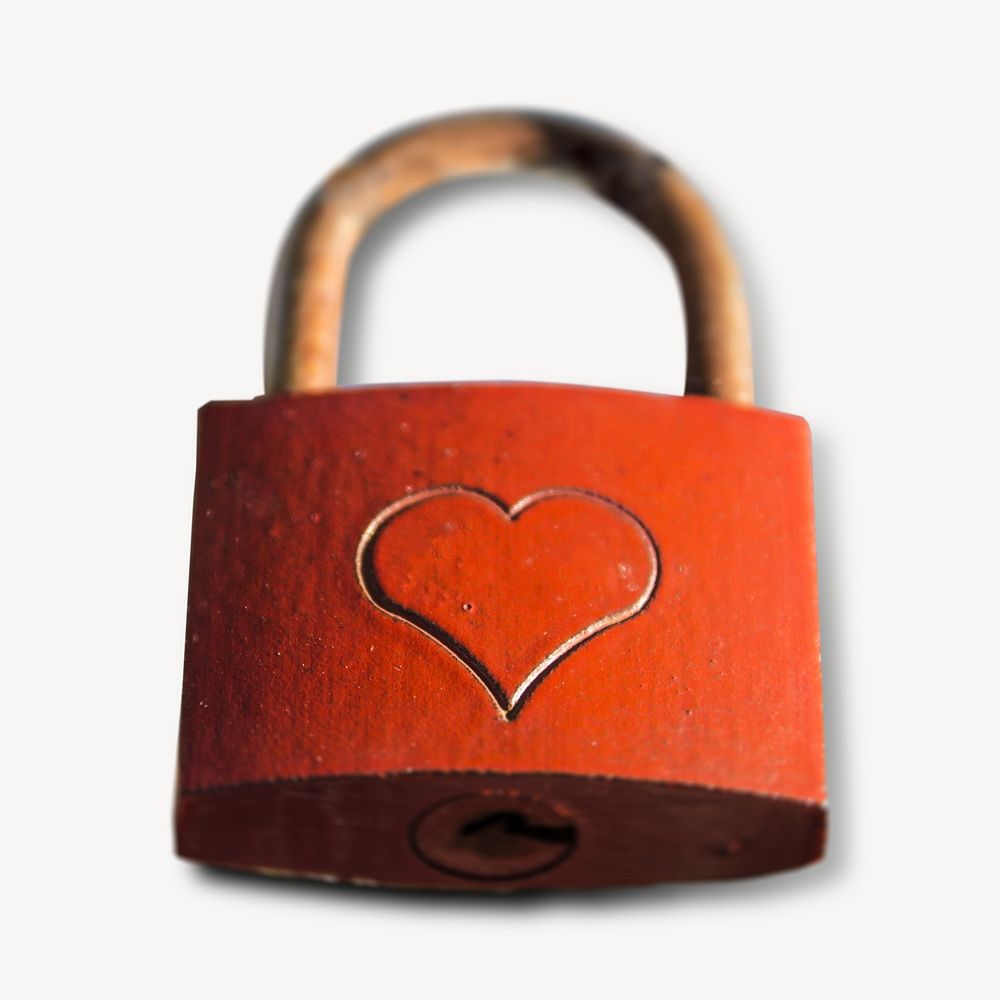 Heart padlock, isolated image