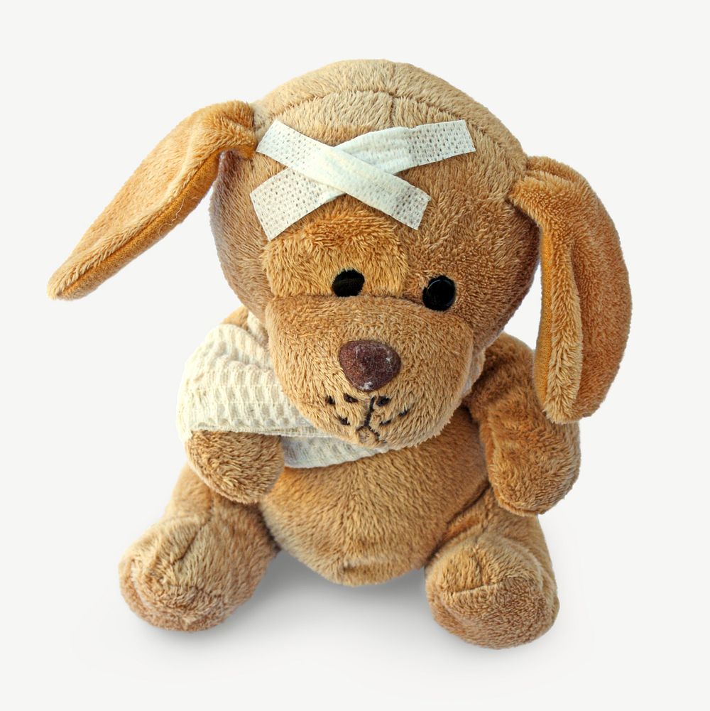 Puppy plush toy collage element psd